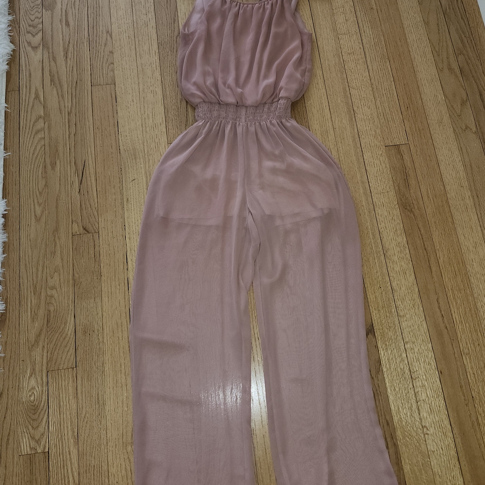 Sweet Storm Pink Jumpsuit with Wide-Leg and Elastic Waist